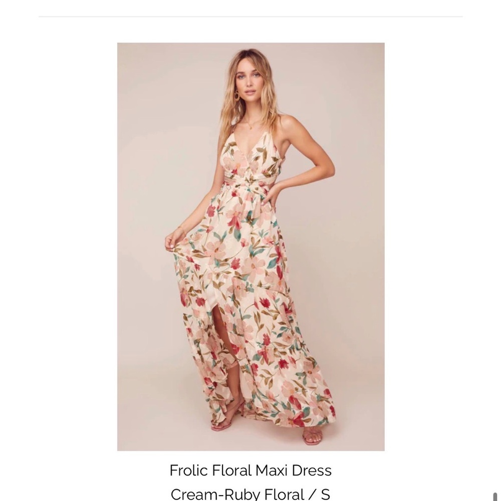 Astr Floral Maxi Dress in Cream and Red